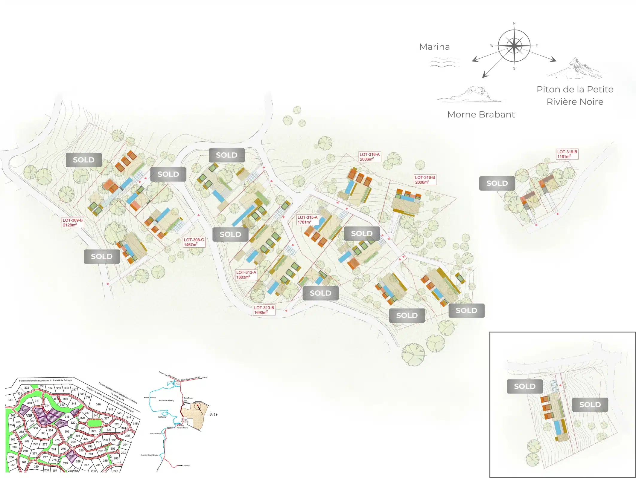 Plan de masse du projet Jiva Santosha - implantation des villas bioclimatiques et écoresponsables